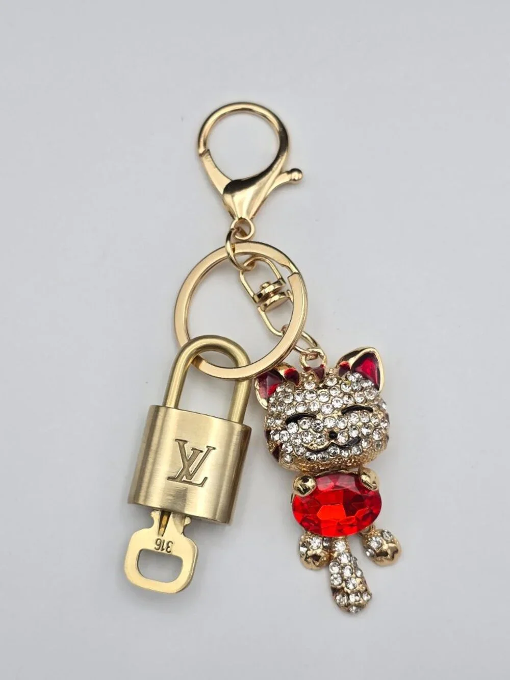 Authentic LV Gold Padlock & Key 🔑 Unbranded Cat Bag Charm / Keychain Combo